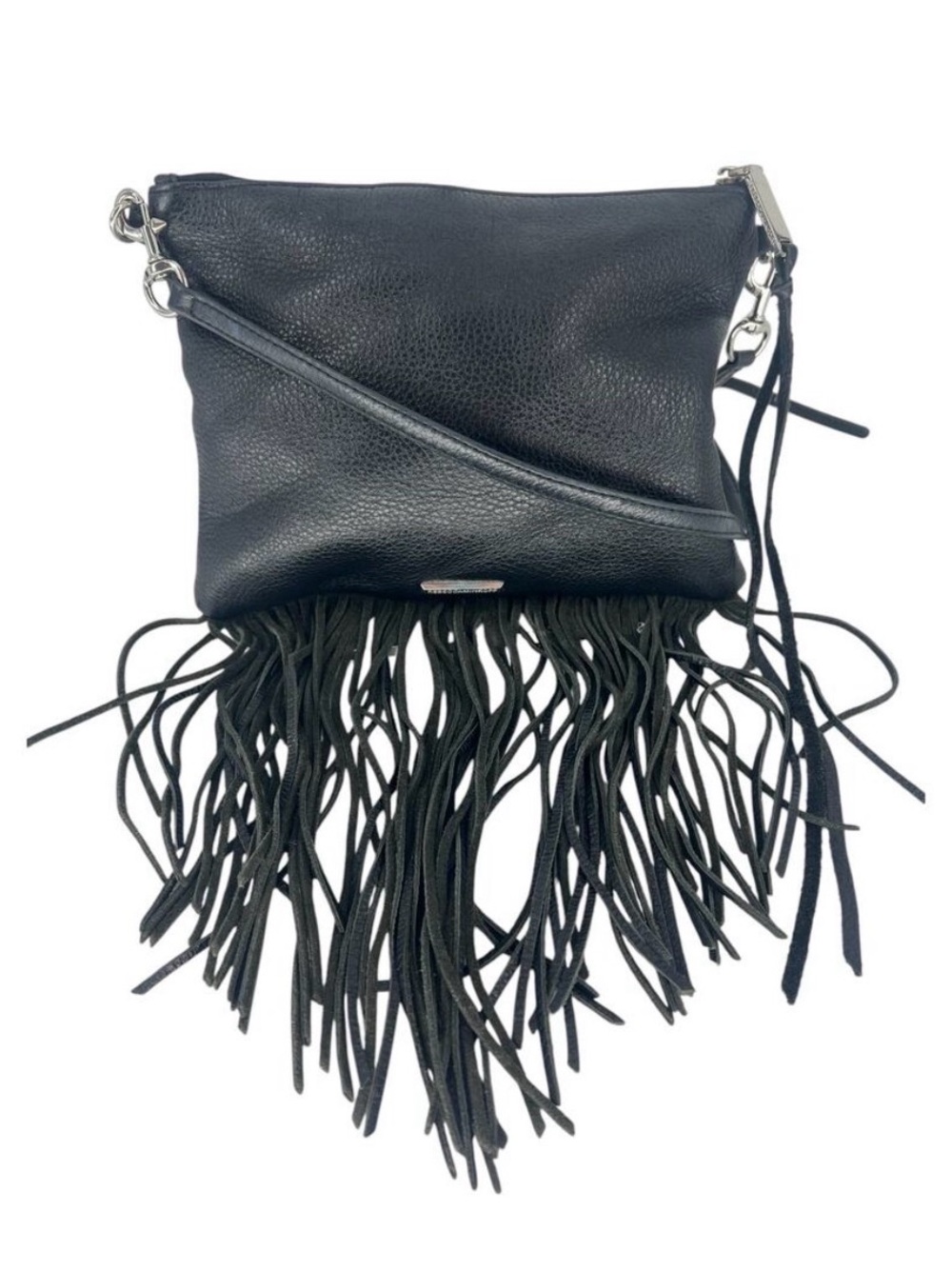 Rebecca Minkoff Fringe Jon Leather Crossbody Bag Black Boho Festival Purse
